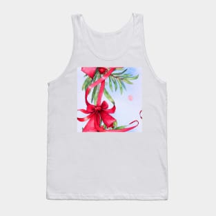 Watercolor red bow red ribbon Tank Top